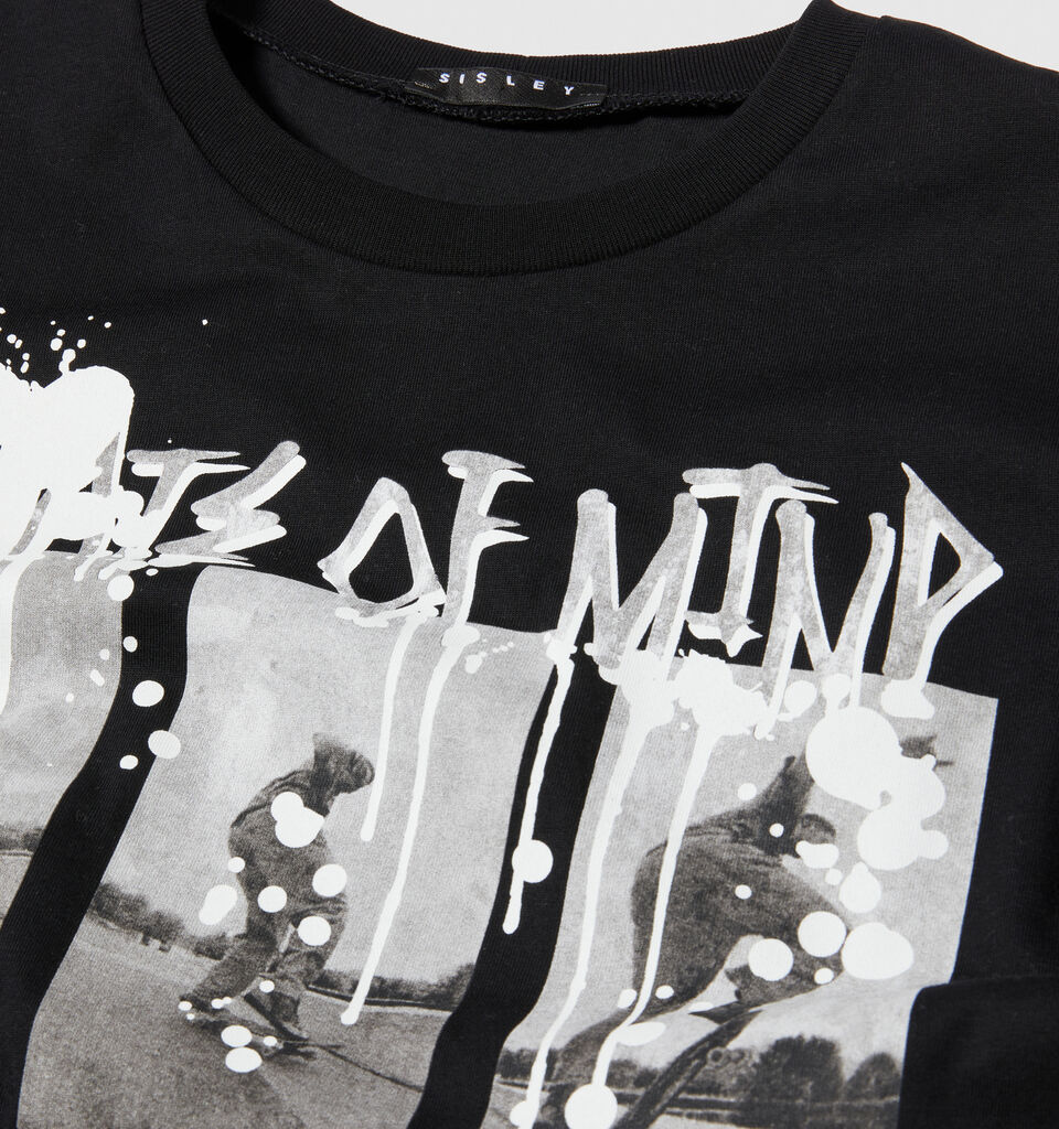 T-shirt with print - boys' short sleeve t-shirts - Black | Sisley Young image number 2